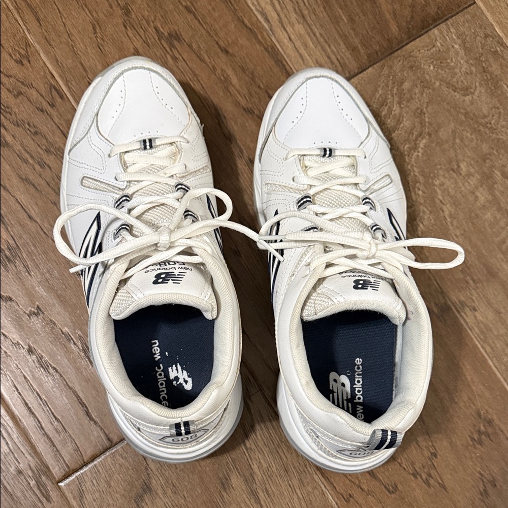 New Balance Cream and Black Athletic Shoes